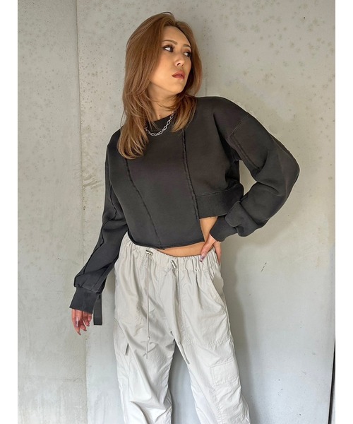 EGOIST(エゴイスト)の「切替ダメージスウェットトップス(スウェット・レディース・ブルー/ブラック/アイボリー・FREE)」の7枚目の写真