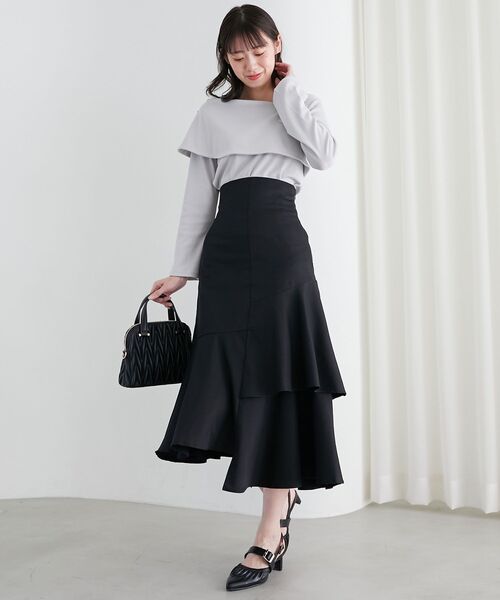 MAJESTIC LEGON（マジェスティックレゴン）の「アシメティアードスカート（スカート・レディース・アイボリー/ブラック・SMALL/MEDIUM）」の3枚目の写真