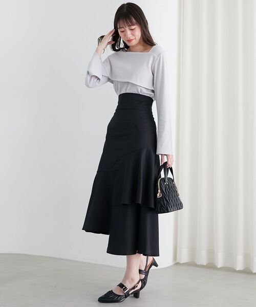 MAJESTIC LEGON（マジェスティックレゴン）の「アシメティアードスカート（スカート・レディース・アイボリー/ブラック・SMALL/MEDIUM）」の4枚目の写真