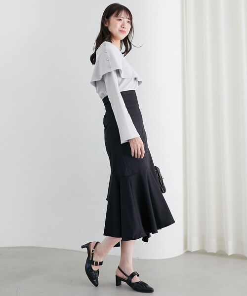 MAJESTIC LEGON（マジェスティックレゴン）の「アシメティアードスカート（スカート・レディース・アイボリー/ブラック・SMALL/MEDIUM）」の5枚目の写真