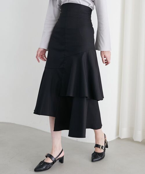 MAJESTIC LEGON（マジェスティックレゴン）の「アシメティアードスカート（スカート・レディース・アイボリー/ブラック・SMALL/MEDIUM）」の9枚目の写真