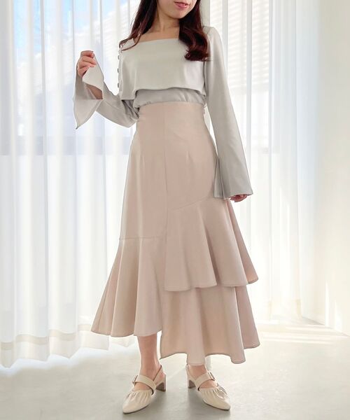 MAJESTIC LEGON（マジェスティックレゴン）の「アシメティアードスカート（スカート・レディース・アイボリー/ブラック・SMALL/MEDIUM）」の16枚目の写真