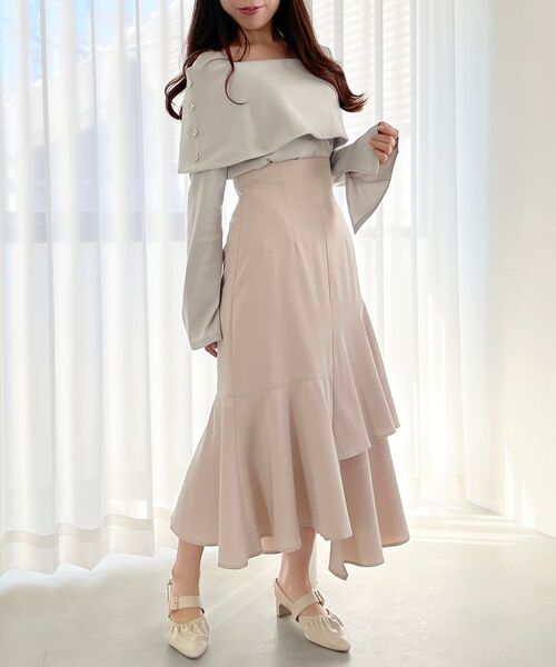 MAJESTIC LEGON（マジェスティックレゴン）の「アシメティアードスカート（スカート・レディース・アイボリー/ブラック・SMALL/MEDIUM）」の17枚目の写真