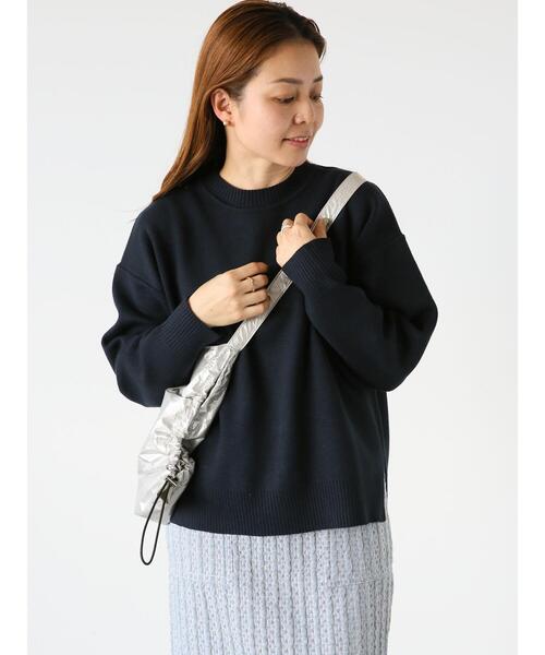 Lugnoncure（ルノンキュール）の「コットンタッチクルーネックニット（ニット/セーター・レディース・ネイビー/ミント/イエロー/グレー/オフホワイト・F）」の4枚目の写真