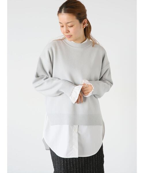 Lugnoncure（ルノンキュール）の「コットンタッチクルーネックニット（ニット/セーター・レディース・ネイビー/ミント/イエロー/グレー/オフホワイト・F）」の2枚目の写真