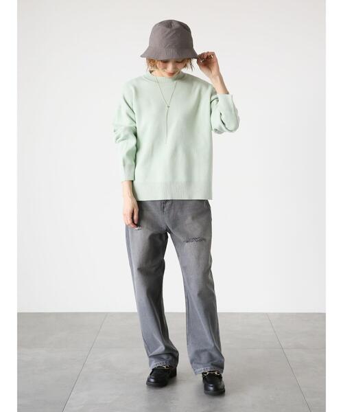 Lugnoncure（ルノンキュール）の「コットンタッチクルーネックニット（ニット/セーター・レディース・ネイビー/ミント/イエロー/グレー/オフホワイト・F）」の8枚目の写真