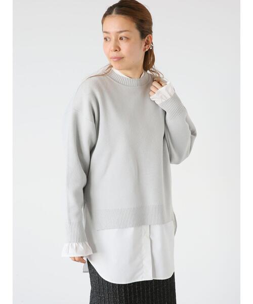 Lugnoncure（ルノンキュール）の「コットンタッチクルーネックニット（ニット/セーター・レディース・ネイビー/ミント/イエロー/グレー/オフホワイト・F）」の12枚目の写真