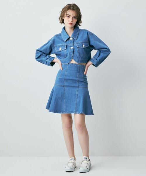 DEICY（デイシー）の「デニムフレアミニスカート（デニムスカート・レディース・ライトブルー/アイボリー・0/1）」の22枚目の写真