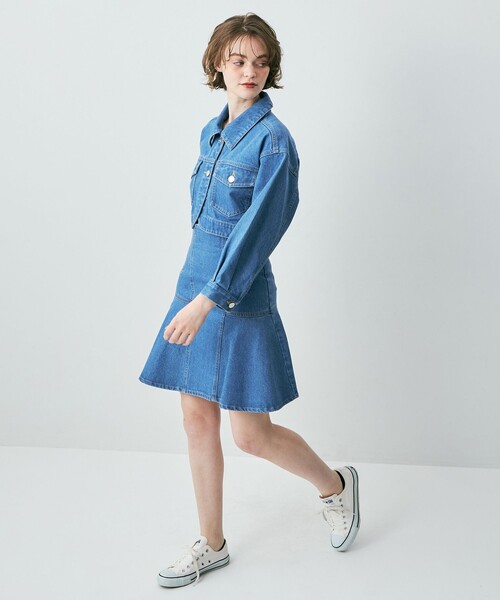 DEICY（デイシー）の「デニムフレアミニスカート（デニムスカート・レディース・ライトブルー/アイボリー・0/1）」の13枚目の写真