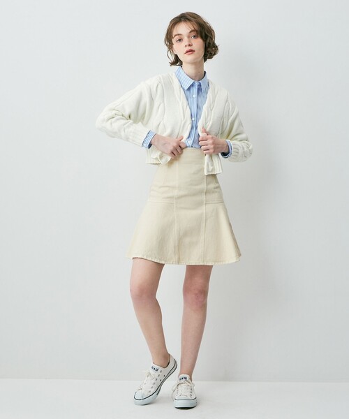 DEICY（デイシー）の「デニムフレアミニスカート（デニムスカート・レディース・ライトブルー/アイボリー・0/1）」の9枚目の写真