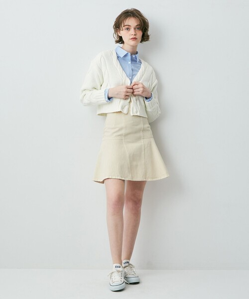 DEICY（デイシー）の「デニムフレアミニスカート（デニムスカート・レディース・ライトブルー/アイボリー・0/1）」の11枚目の写真