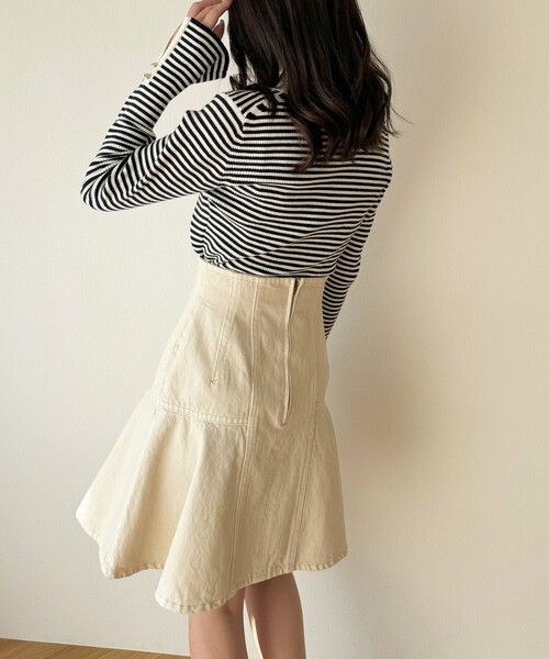 DEICY（デイシー）の「デニムフレアミニスカート（デニムスカート・レディース・ライトブルー/アイボリー・0/1）」の3枚目の写真