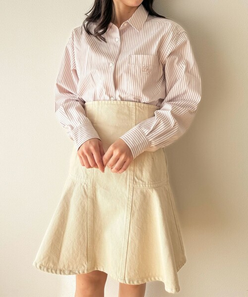 DEICY（デイシー）の「デニムフレアミニスカート（デニムスカート・レディース・ライトブルー/アイボリー・0/1）」の5枚目の写真