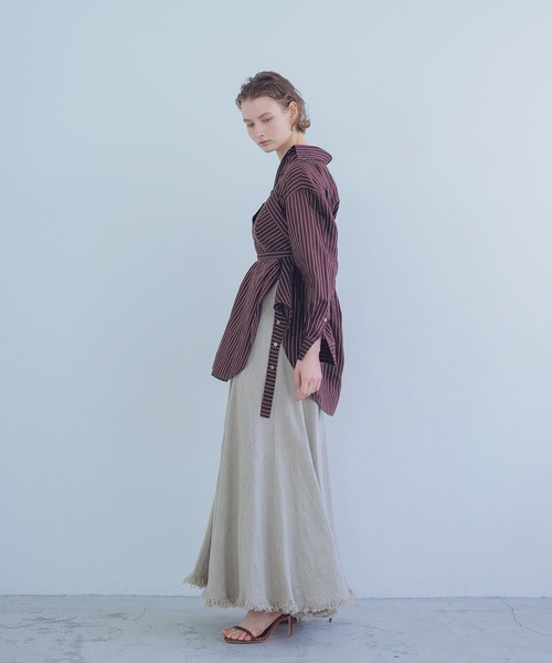 DRESSLAVE(ドレスレイブ)の「linen fringe hem volume skirt(リネンフリンジボリュームスカート)(スカート・レディース・ブラック/ベージュ・38)」の13枚目の写真