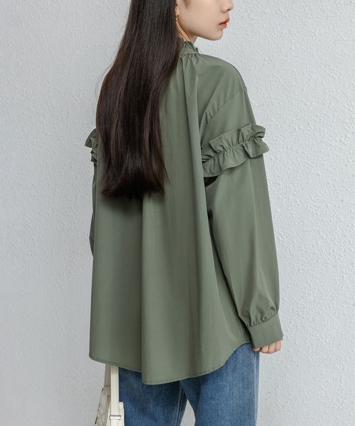 MAISON DE THERESE(メゾン ド テレーズ)の「速乾ゆったりハーフハイネック長袖レディースシャツ(シャツ/ブラウス・レディース・ライトグリーン/ベージュ/ブラック/ダークグリーン・FREE)」の8枚目の写真