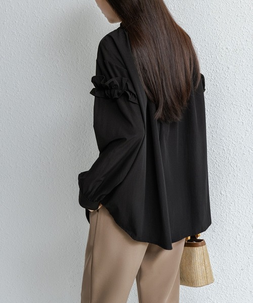 MAISON DE THERESE(メゾン ド テレーズ)の「速乾ゆったりハーフハイネック長袖レディースシャツ(シャツ/ブラウス・レディース・ライトグリーン/ベージュ/ブラック/ダークグリーン・FREE)」の9枚目の写真