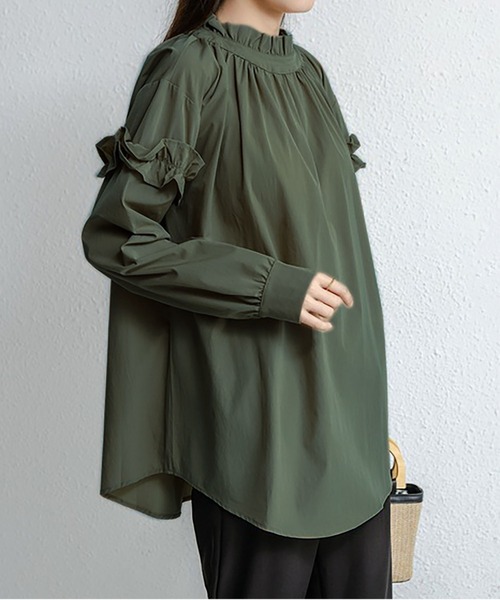 MAISON DE THERESE(メゾン ド テレーズ)の「速乾ゆったりハーフハイネック長袖レディースシャツ(シャツ/ブラウス・レディース・ライトグリーン/ベージュ/ブラック/ダークグリーン・FREE)」の11枚目の写真