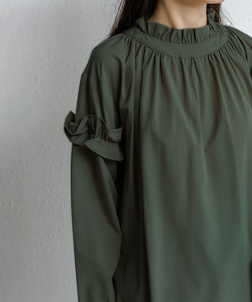 MAISON DE THERESE(メゾン ド テレーズ)の「速乾ゆったりハーフハイネック長袖レディースシャツ(シャツ/ブラウス・レディース・ライトグリーン/ベージュ/ブラック/ダークグリーン・FREE)」の12枚目の写真