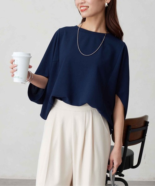 Chez toi(シェトワ)の「梨地ヤッコスリーブプルオーバー(Tシャツ/カットソー・レディース・ネイビー/オレンジ/オフホワイト/ブラック・FREE)」の22枚目の写真