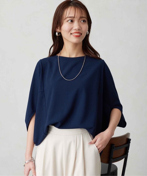 Chez toi(シェトワ)の「梨地ヤッコスリーブプルオーバー(Tシャツ/カットソー・レディース・ネイビー/オレンジ/オフホワイト/ブラック・FREE)」の20枚目の写真