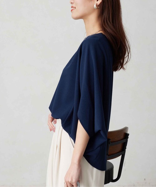 Chez toi(シェトワ)の「梨地ヤッコスリーブプルオーバー(Tシャツ/カットソー・レディース・ネイビー/オレンジ/オフホワイト/ブラック・FREE)」の18枚目の写真