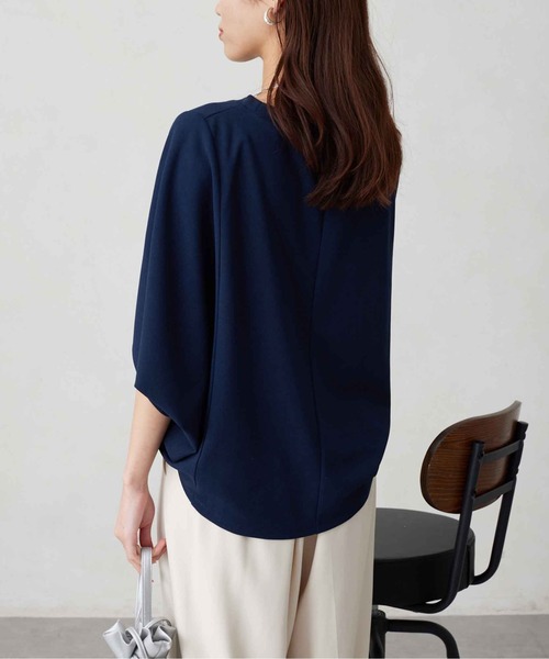 Chez toi(シェトワ)の「梨地ヤッコスリーブプルオーバー(Tシャツ/カットソー・レディース・ネイビー/オレンジ/オフホワイト/ブラック・FREE)」の17枚目の写真