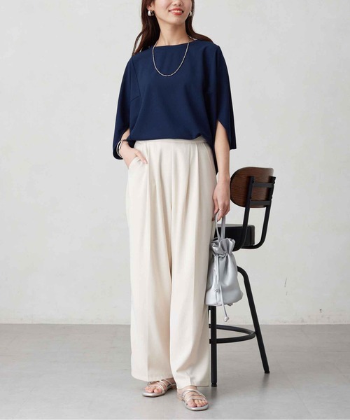 Chez toi(シェトワ)の「梨地ヤッコスリーブプルオーバー(Tシャツ/カットソー・レディース・ネイビー/オレンジ/オフホワイト/ブラック・FREE)」の15枚目の写真