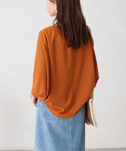 Chez toi(シェトワ)の「梨地ヤッコスリーブプルオーバー(Tシャツ/カットソー・レディース・ネイビー/オレンジ/オフホワイト/ブラック・FREE)」の10枚目の写真