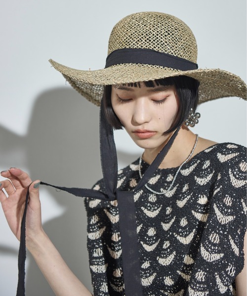 THE YOn（ザヨン）の「リボンアクセントペーパーガルボハット（ハット・レディース・アイボリー/ブラック・FREE）」の2枚目の写真