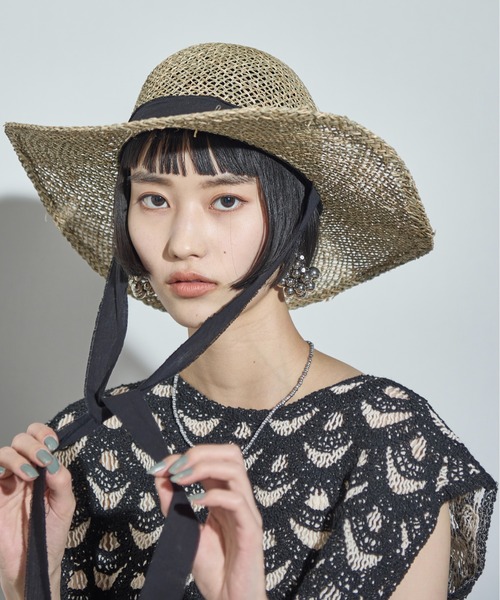 THE YOn（ザヨン）の「リボンアクセントペーパーガルボハット（ハット・レディース・アイボリー/ブラック・FREE）」の4枚目の写真