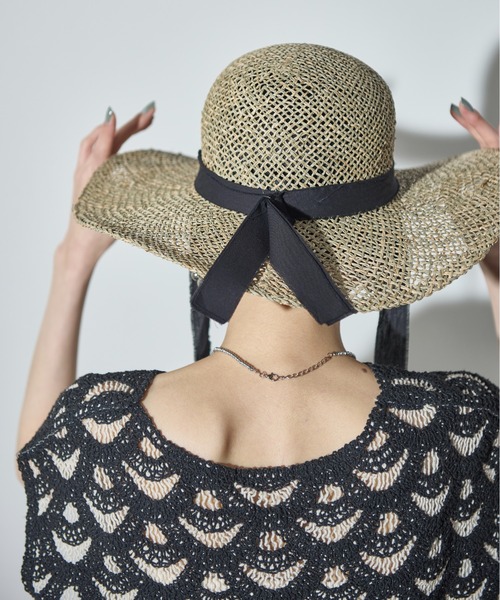 THE YOn（ザヨン）の「リボンアクセントペーパーガルボハット（ハット・レディース・アイボリー/ブラック・FREE）」の6枚目の写真