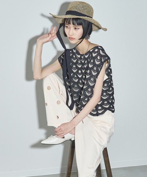 THE YOn（ザヨン）の「リボンアクセントペーパーガルボハット（ハット・レディース・アイボリー/ブラック・FREE）」の7枚目の写真