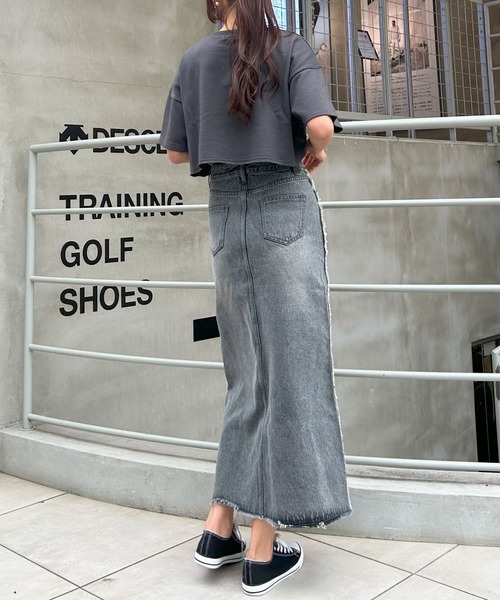 INGNI（イング）の「サイドフリンジデニムロングスカート（デニムスカート・レディース・ブルー系その他/ライトグレー・M）」の8枚目の写真