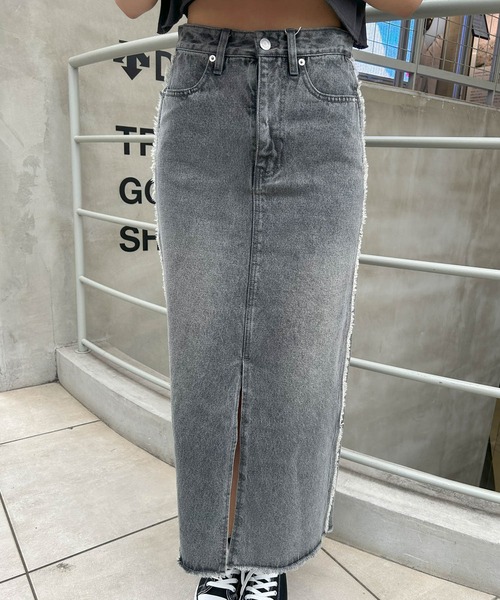 INGNI（イング）の「サイドフリンジデニムロングスカート（デニムスカート・レディース・ブルー系その他/ライトグレー・M）」の11枚目の写真