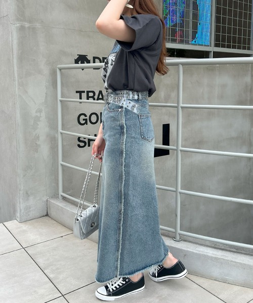 INGNI（イング）の「サイドフリンジデニムロングスカート（デニムスカート・レディース・ブルー系その他/ライトグレー・M）」の13枚目の写真