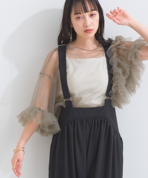 terrace(テラス)の「チュールレース アシンメトリーチュールレーストップ(Tシャツ/カットソー・レディース・アイボリー/ブラック/グレー/ピンク/ブルーグリーン/ダークオレンジ/バーガンディー/チャコール・MEDIUM)」の18枚目の写真
