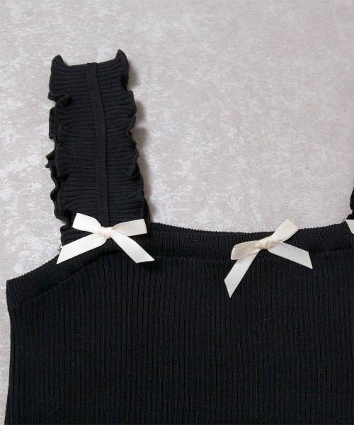 セール】肩フリルリボン付きキャミソール（タンクトップ