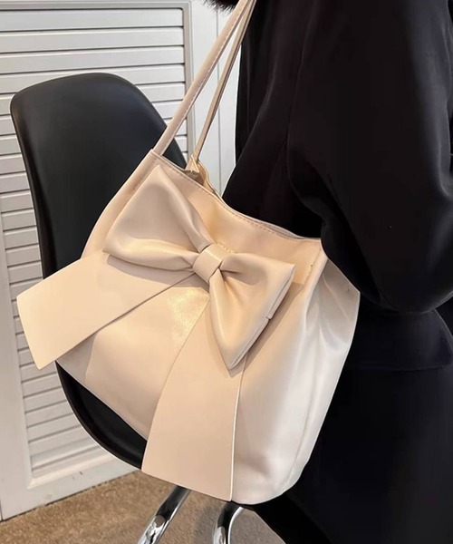 pumpkin port（パンプキンポート）の「リボン付き トートBAG（トートバッグ・レディース・ブラック/アイボリー/ピンク/イエロー・FREE）」の2枚目の写真
