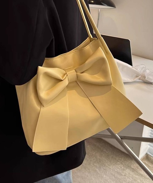 pumpkin port（パンプキンポート）の「リボン付き トートBAG（トートバッグ・レディース・ブラック/アイボリー/ピンク/イエロー・FREE）」の13枚目の写真