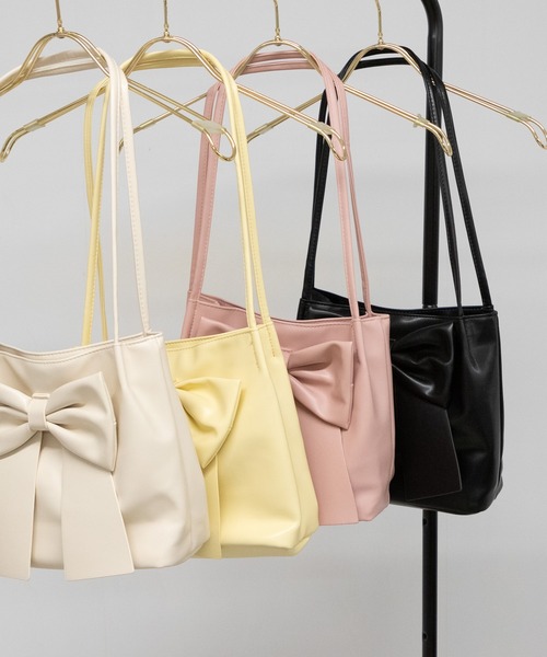 pumpkin port（パンプキンポート）の「リボン付き トートBAG（トートバッグ・レディース・ブラック/アイボリー/ピンク/イエロー・FREE）」の21枚目の写真
