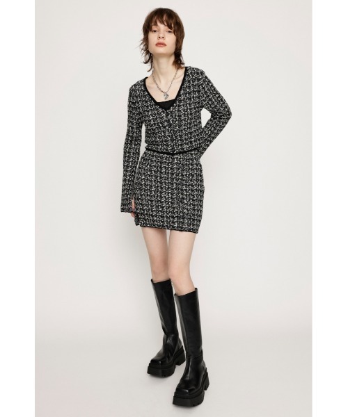 SLY（スライ）の「【限定展開】TWEED KNIT S/SK ツイード ニット ショート スカート（スカート・レディース・ブルー系その他/ブラック系その他2・FREE）」の4枚目の写真