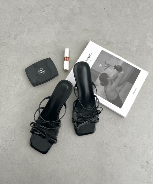 セール】トリプルリボンヒールサンダル（サンダル）｜Loueme（ルエム