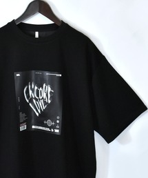 接触冷感 グラフィックアート ダンボールニット クルーネック半袖Tシャツ【IR】 オーバーサイズ メンズ レディース