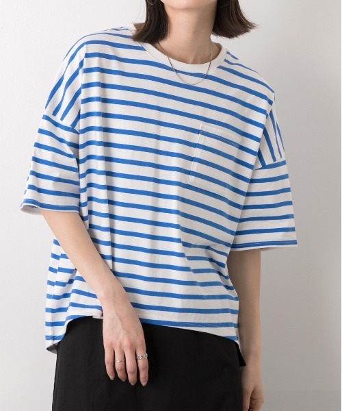 セール】ポケット付き ボーダーTシャツ（Tシャツ/カットソー