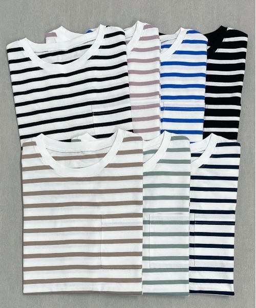 FAHERTY BRAND ボーダー ポケット Tシャツ ソルトウォッシュ RRL Ralph Lauren FAHERTY BRAND (ファリティ ブランド) 本藍