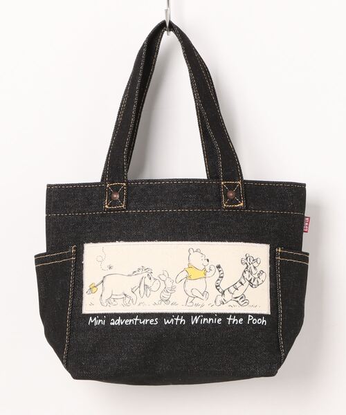 ディズニー 黒デニム 刺繍バッグ Disney（ディズニー）の「Disney/ディズニー くまのプーさん デニム