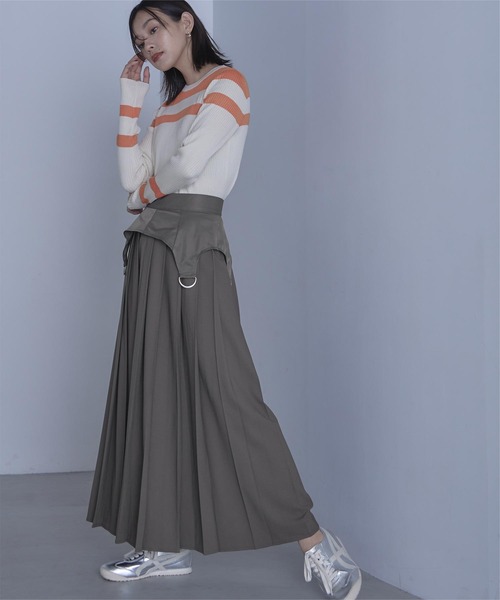 miette（ミエット）の「ガーターデザインプリーツスカート（スカート・レディース・チャコール/ブラック・FREE）」の11枚目の写真