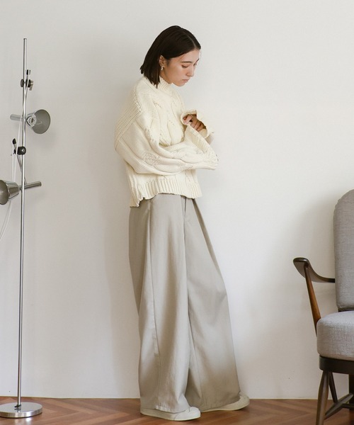 セール】アラン柄スポンディッシュハイネックニット（ニット/セーター