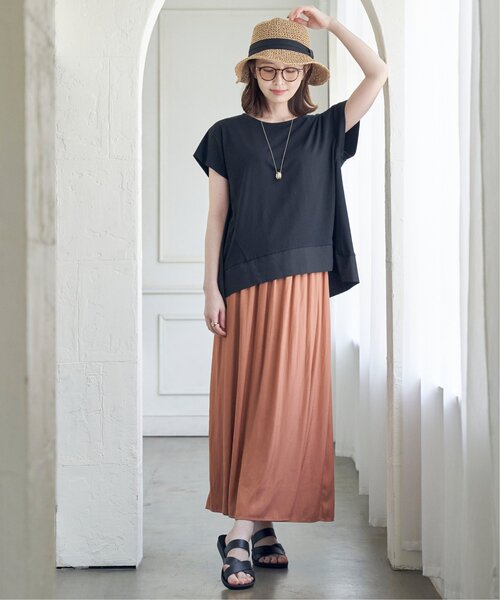 ikka（イッカ）の「【親子コーデ】Aライン裾切り替えカットソー（Tシャツ/カットソー・レディース・オレンジ/ブラック/ベージュ/その他1・S/L/M）」の7枚目の写真