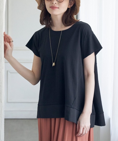 ikka（イッカ）の「【親子コーデ】Aライン裾切り替えカットソー（Tシャツ/カットソー・レディース・オレンジ/ブラック/ベージュ/その他1・S/L/M）」の2枚目の写真